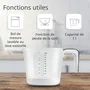 ADE - Balance Cuisine Numérique avec Pichet Doseur Gradué Amovible, Capacité 3 kg / 1 L, Précision au Gramme, Écran LCD, Fonction Tare, Piles CR2032 Incluses