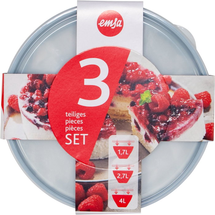Emsa Ensemble de bols mélangeurs Prep & Bake colorés avec couvercle, 3 pièces