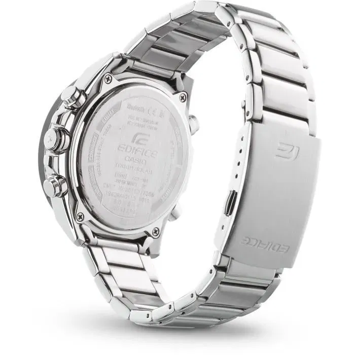 Casio ECB-900DB-1AER Montre connectée Bluetooth solaire en acier inoxydable noir, boîtier 51,5 mm, étanche 10 barres, chronographe, alarmes