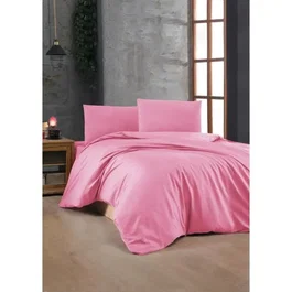 Parure de lit 240 x 220 cm + 2 taies d'oreiller 60 x 60 cm - 100% coton renforcé 117gr/m² - Rose - Pour lit King Size