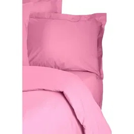 Parure de lit 240 x 220 cm + 2 taies d'oreiller 60 x 60 cm - 100% coton renforcé 117gr/m² - Rose - Pour lit King Size