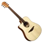 LAG Guitare électro-acoustique Folk Dreadnought Cutaway Natural pour gaucher, table épicéa massif, corps acajou, chevalet BrankoWood