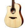 LAG Guitare électro-acoustique Folk Dreadnought Cutaway Natural pour gaucher, table épicéa massif, corps acajou, chevalet BrankoWood