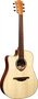LAG Guitare électro-acoustique Folk Dreadnought Cutaway Natural pour gaucher, table épicéa massif, corps acajou, chevalet BrankoWood