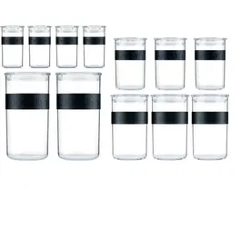 Bodum Presso Set - Lot de 12 bocaux de conservation en plastique hermétiques - 4x0.25L, 3x0.6L, 3x1L, 2x2L