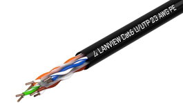 Lanview Câble extérieur Cat6 U-UTP 4x2xAWG23 PE Noir 305m