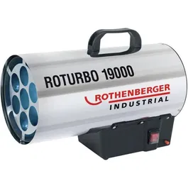 Rothenberger Roturbo 19000 - Générateur d'air chaud au gaz propane mobile, 18,5 kW, acier inoxydable, allumage piézo, protection thermique - Détendeur inclus