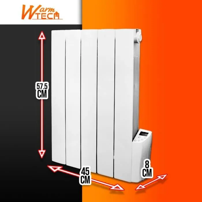 Warm Tech - Radiateur électrique à inertie fluide, 900W, 230V, pour pièce jusqu'à 35 m³, Blanc