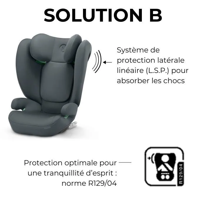 Cybex Siège auto Solution B i-Fix - 3 à 12 ans (15-50 kg, 100-150 cm) - Dossier réglable 12 positions, protection latérale, système ISOFIX - Gris