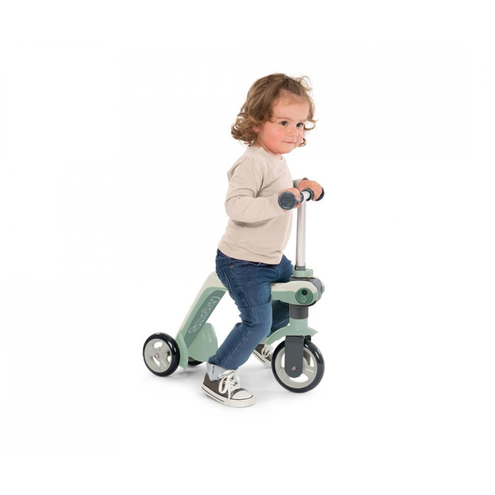 Smoby Switch 2-en-1 Draisienne et Patinette à 3 roues - Vert / Gris
