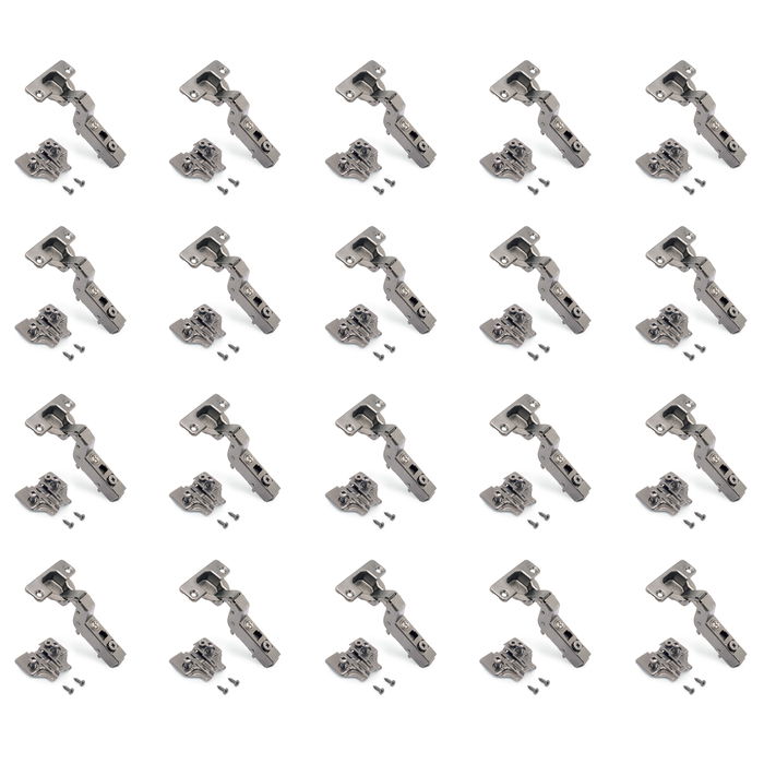 Emuca Lot de 20 charnières super coudées X91 à fermeture amortie et embases Euro, Hauteur 0, Acier, Titane Emuca Lot de 20 charnières super coudées X91 à fermeture amortie et embases Euro, Hauteur 0, Acier, Titane