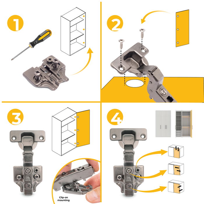 Emuca Lot de 20 charnières super coudées X91 à fermeture amortie et embases Euro, Hauteur 0, Acier, Titane Emuca Lot de 20 charnières super coudées X91 à fermeture amortie et embases Euro, Hauteur 0, Acier, Titane