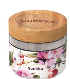 QUOKKA Récipient de nourriture quokka cristal 820ml avec housse deli dark flowers