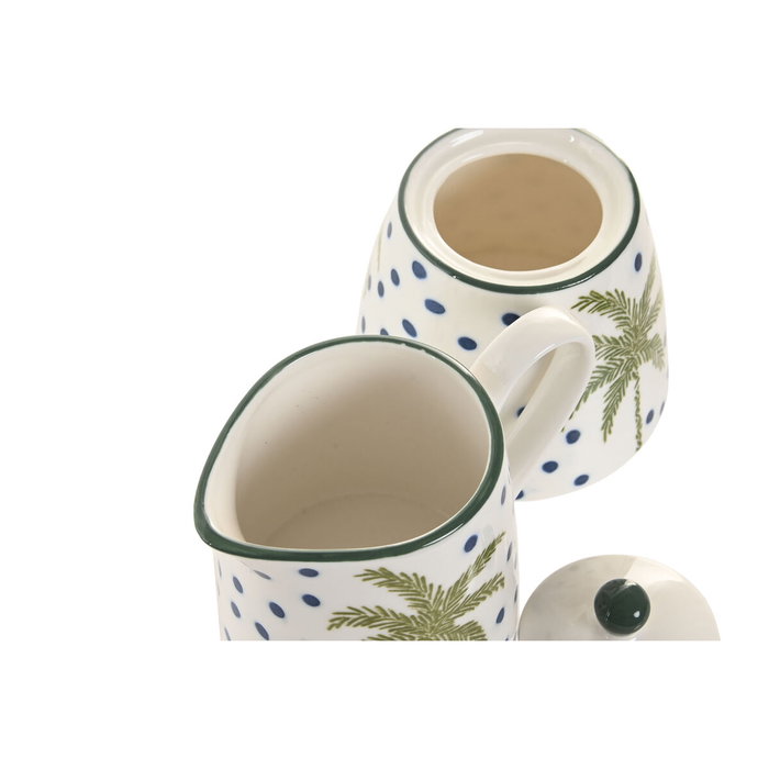 Home ESPRIT Laitière et sucrier Bleu Vert en Porcelaine - 2 Pièces