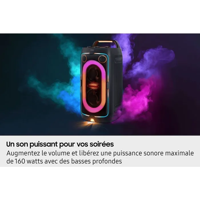 Samsung MX-ST40F/XE - Enceinte Bluetooth Sound Tower 160 W - Effets lumineux - Batterie longue durée (16h) - Noir Samsung MX-ST40F/XE - Enceinte Bluetooth Sound Tower 160 W - Effets lumineux - Batterie longue durée (16h) - Noir