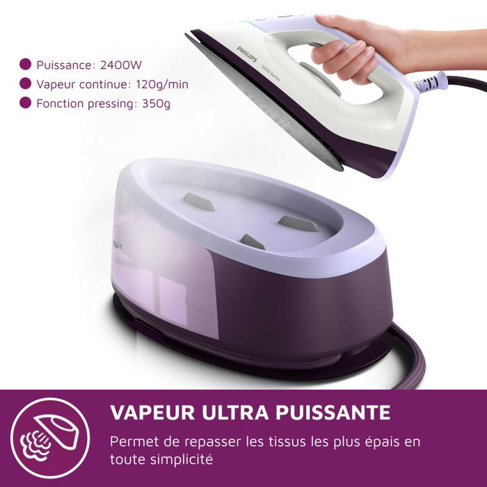 Philips PSG3000/30 Station de repassage vapeur 2400 W, violet/blanc, modèle PSG3000/30