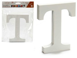 Pincello Lettre T en Bois Blanc 1,8x15 cm (Set de 12)