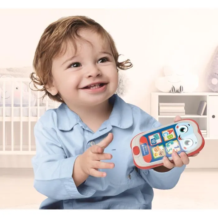 Clementoni Smartphone Parlant Éducatif pour Bébé et Enfant, Apprentissage des Lettres, Chiffres et Cris d'Animaux, Effets Lumineux et Interactifs, Stimulation Visuelle et Auditive