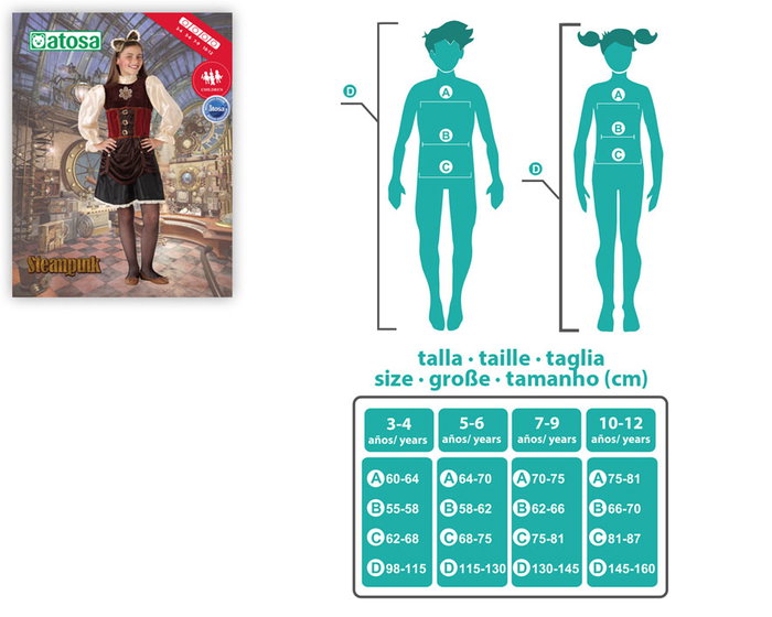 Atosa Disfraz Steampunk Niña Infantil Marron