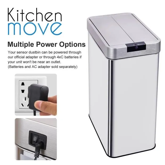 Kitchen Move Poubelle automatique rectangulaire Silverlake 70 L - Inox brossé avec cerclage - 41x26x66 cm