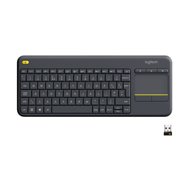Logitech Clavier Sans Fil TV Plus Clavier-Tactile K400 Plus 920-007145 Noir avec Touchpad Intégré et Port USB