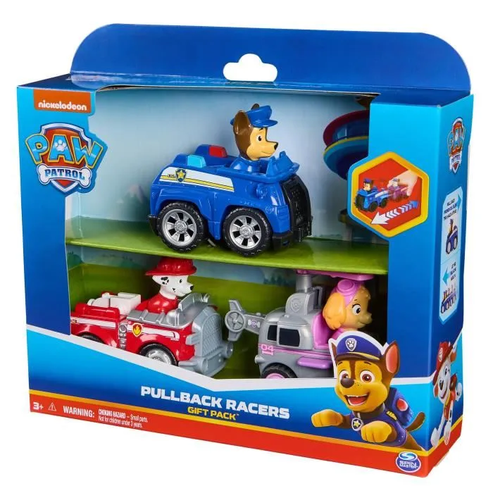 Spin Master PAW Patrol - Pack de 3 Véhicules de Mission à Rétro-friction - Avec Chase, Marcus et Stella - Jouet pour Enfants à Partir de 3 Ans