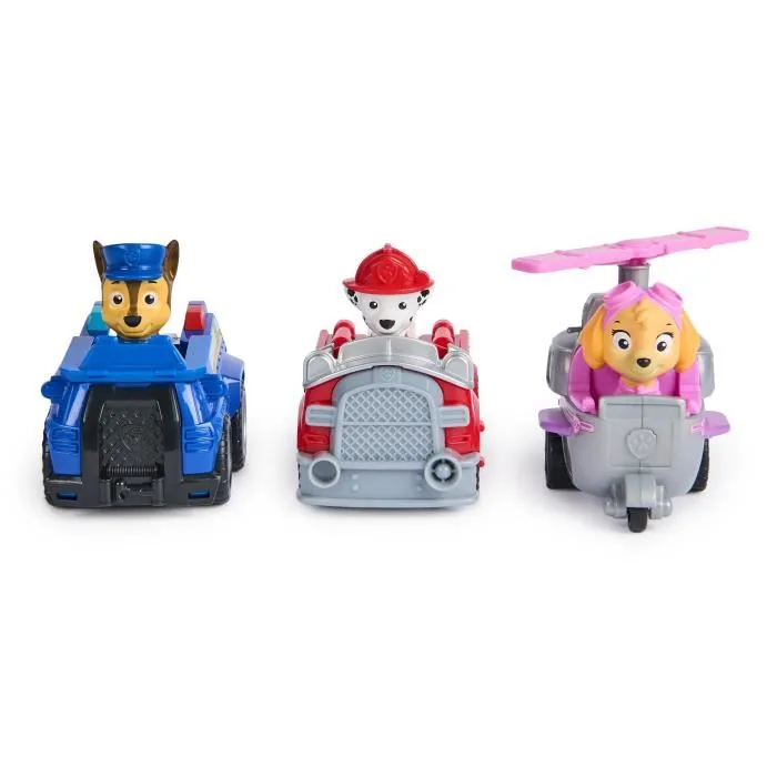 Spin Master PAW Patrol - Pack de 3 Véhicules de Mission à Rétro-friction - Avec Chase, Marcus et Stella - Jouet pour Enfants à Partir de 3 Ans