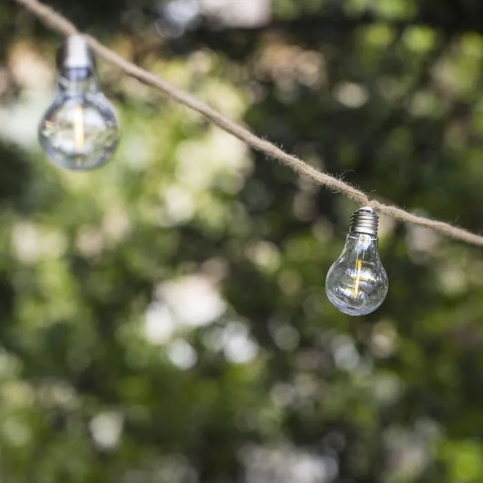 Lumisky FANTASY CORD SOLAR Guirlande lumineuse solaire extérieure avec corde de 10 ampoules LED transparentes blanc chaud 7.50 m