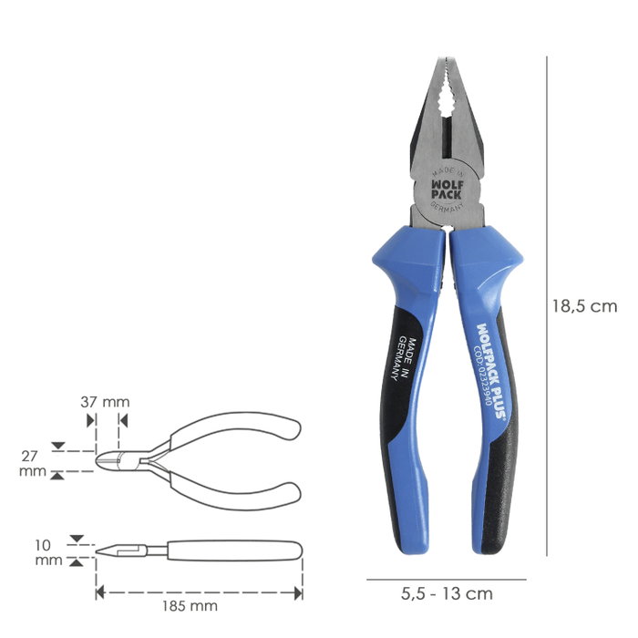 WOLFPACK LINEA PROFESIONAL Pinces Universelles DIN/ISO Plus 180 mm