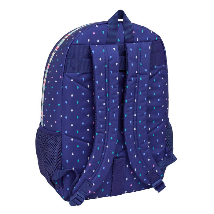 Benetton Sac à dos 46 cm avec système adaptable pour chariot, poches latérales et frontale, fermeture à double glissière, bretelles et dos ergonomiques rembourrés, anse de transport