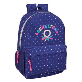 Benetton Sac à dos 46 cm avec système adaptable pour chariot, poches latérales et frontale, fermeture à double glissière, bretelles et dos ergonomiques rembourrés, anse de transport