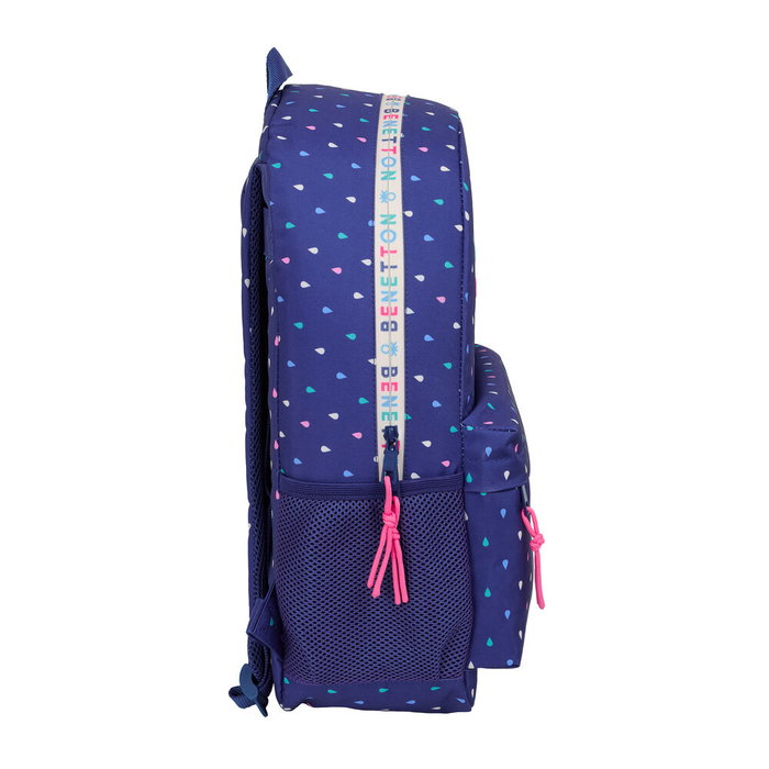 Benetton Sac à dos 46 cm avec système adaptable pour chariot, poches latérales et frontale, fermeture à double glissière, bretelles et dos ergonomiques rembourrés, anse de transport