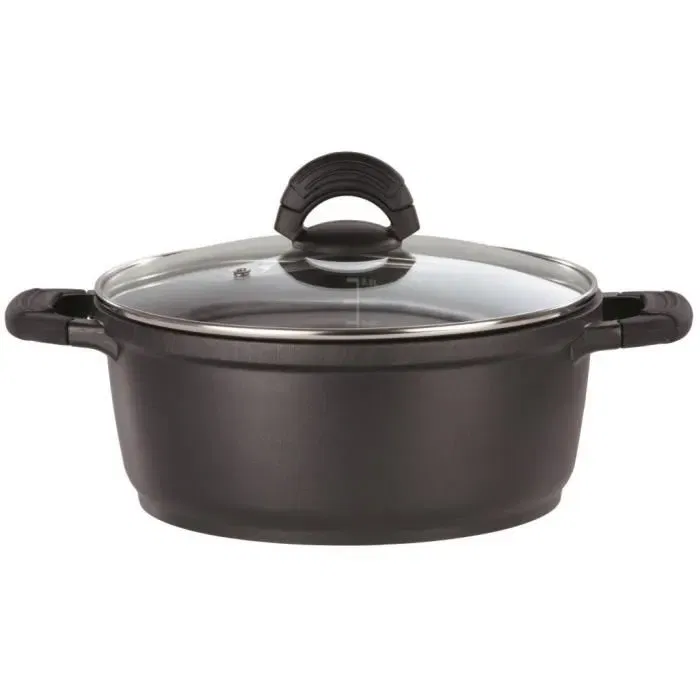 GSW Faitout en fonte d'aluminium Silcoguss 28 cm avec revêtement antiadhésif, poignées silicone et graduation, compatible induction et tous feux GSW Faitout en fonte d'aluminium Silcoguss 28 cm avec revêtement antiadhésif, poignées silicone et graduation, compatible induction et tous feux