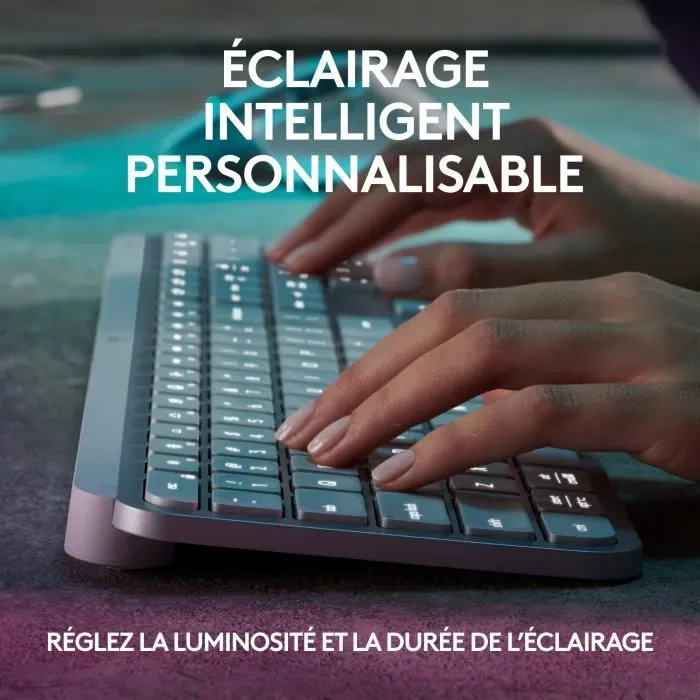 Logitech MX Keys S Clavier Sans Fil avec Rétroéclairage, Connexion Bluetooth LE, AZERTY Français, Gris Clair
