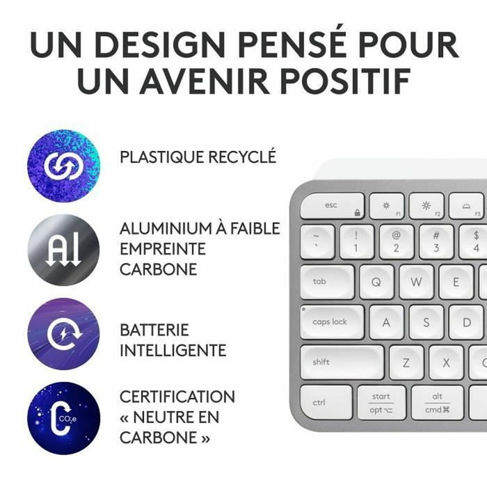 Logitech MX Keys S - Clavier sans fil AZERTY - Gris pâle