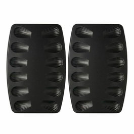 Zenker Lot de 2 moules à madeleines 12 empreintes Spécial Countries Noir