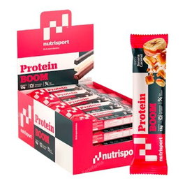Nutrisport Protein Boom, Barre protéinée goût Banane Caramel, 24 unités, 12-13 g de protéine par barre, avec vitamine B6 et magnésium
