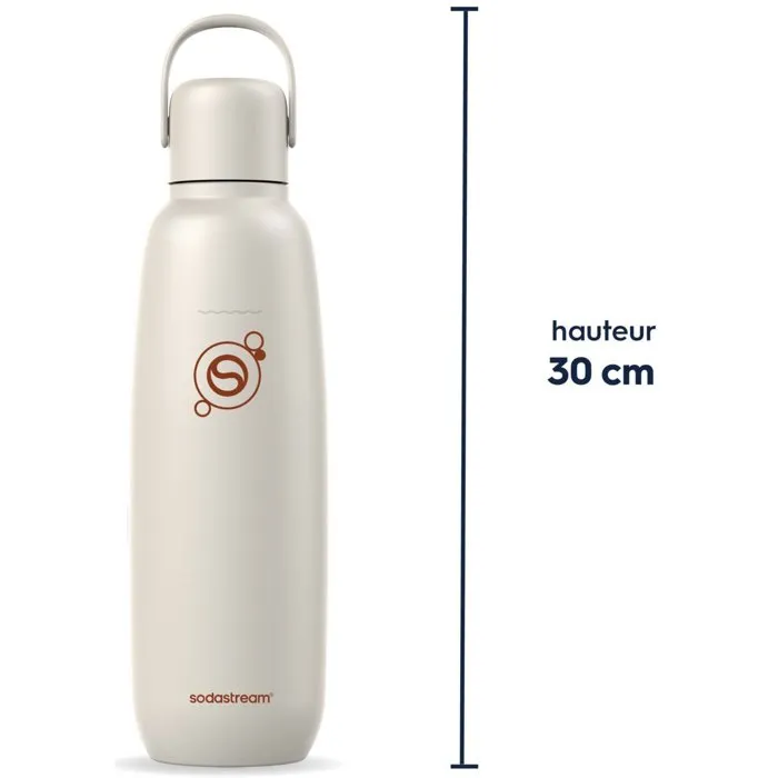 SodaStream Bouteille Isotherme Fizz&Go Cool 0,9 L pour Machine à Eau Pétillante - Garde le Froid 12h - Compatible Lave-vaisselle - Sable