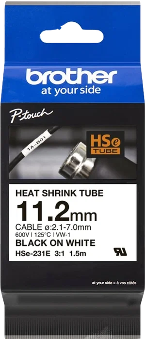 Brother HSE-231E Ruban thermorétractable Blanc et Noir