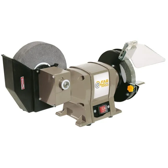 FARTOOLS Touret à meuler TME 150-200B, 250 W, diamètres 200 mm et 150 mm, avec support métal et carter plexi