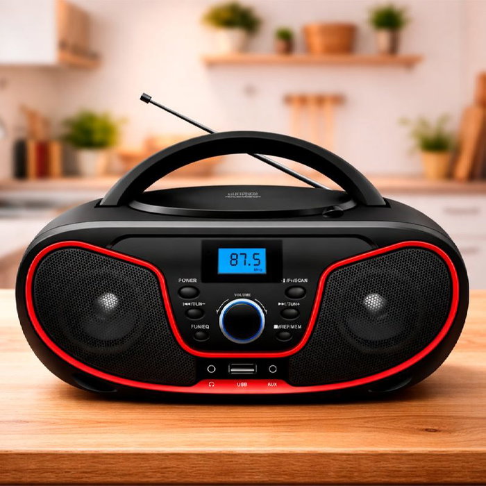 DAEWOO Radio CD Bluetooth, USB et Égaliseur - Rouge