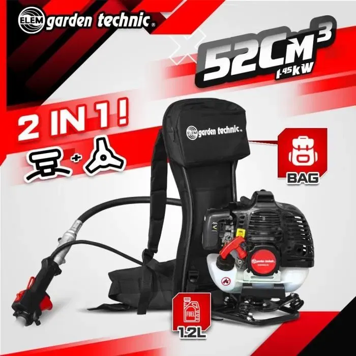 Elem Débroussailleuse Dorsale 52 CC - DCBT52DO-22 - Puissante et Confortable pour Terrains Difficiles