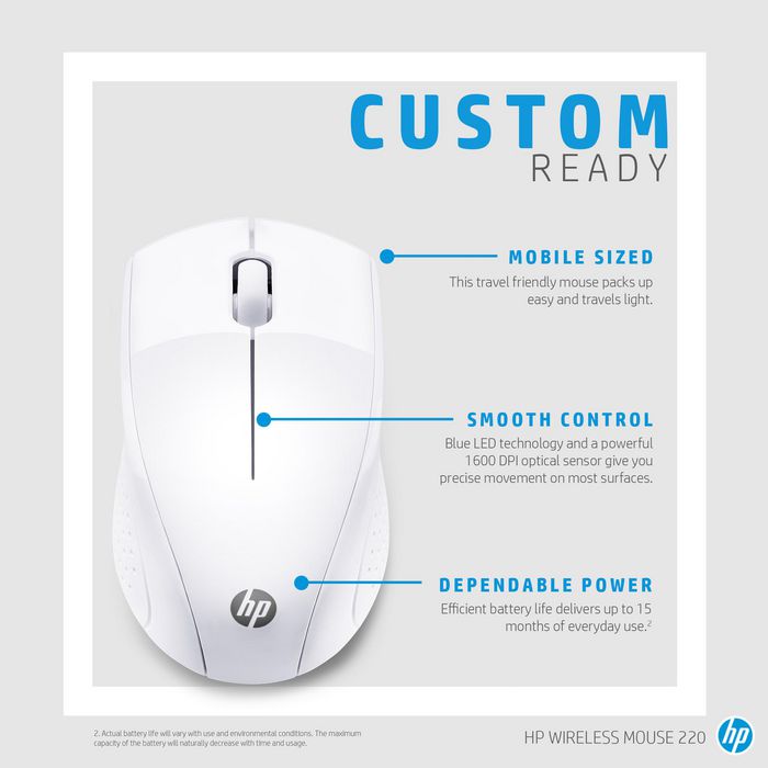 HP Souris sans fil HP 220 Blanc neige