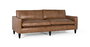 Giner y Colomer - Canapé en cuir couleur camel, design contemporain et scandinave, largeur 220 cm, mesures siège 193x60 cm