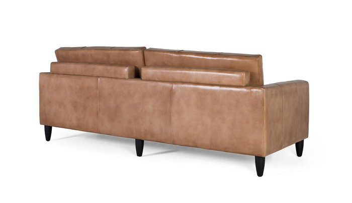 Giner y Colomer - Canapé en cuir couleur camel, design contemporain et scandinave, largeur 220 cm, mesures siège 193x60 cm