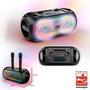 Reig - Système audio avec Bluetooth, radio FM, 2 microphones sans fil, écran, entrée AUX et port USB