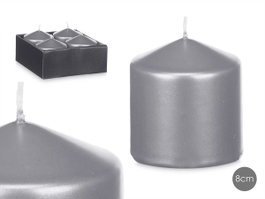 Acorde Bougie Taco Argent 8x7.5x7 cm en Cire (Set de 24)