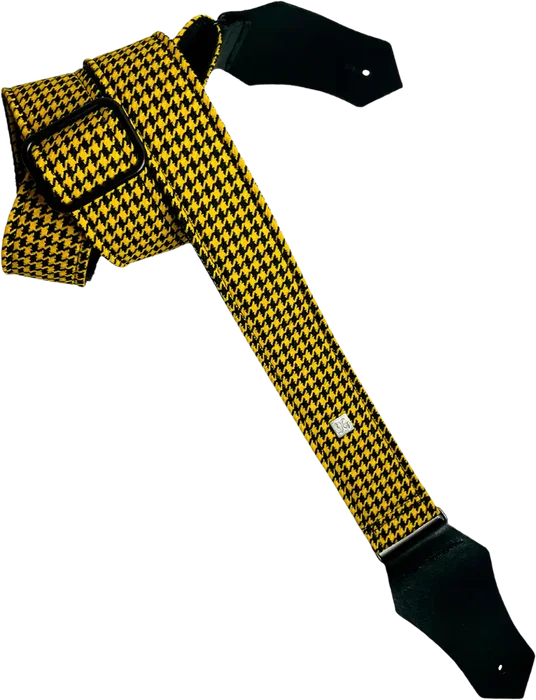 GETM Correa Guit/Bajo - Fly Hounds Tooth Yellow - Nylon, Cuir, Polyester - Ajustable 165 cm GETM Correa Guit/Bajo - Fly Hounds Tooth Yellow - Nylon, Cuir, Polyester - Ajustable 165 cm