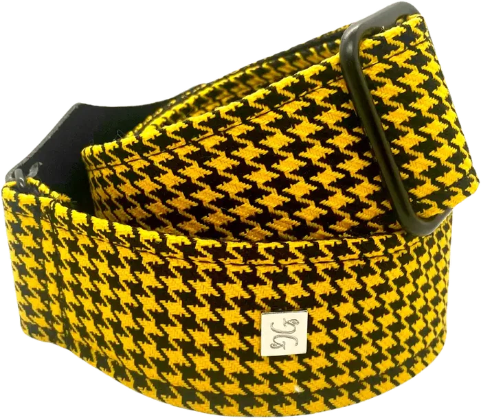 GETM Correa Guit/Bajo - Fly Hounds Tooth Yellow - Nylon, Cuir, Polyester - Ajustable 165 cm GETM Correa Guit/Bajo - Fly Hounds Tooth Yellow - Nylon, Cuir, Polyester - Ajustable 165 cm