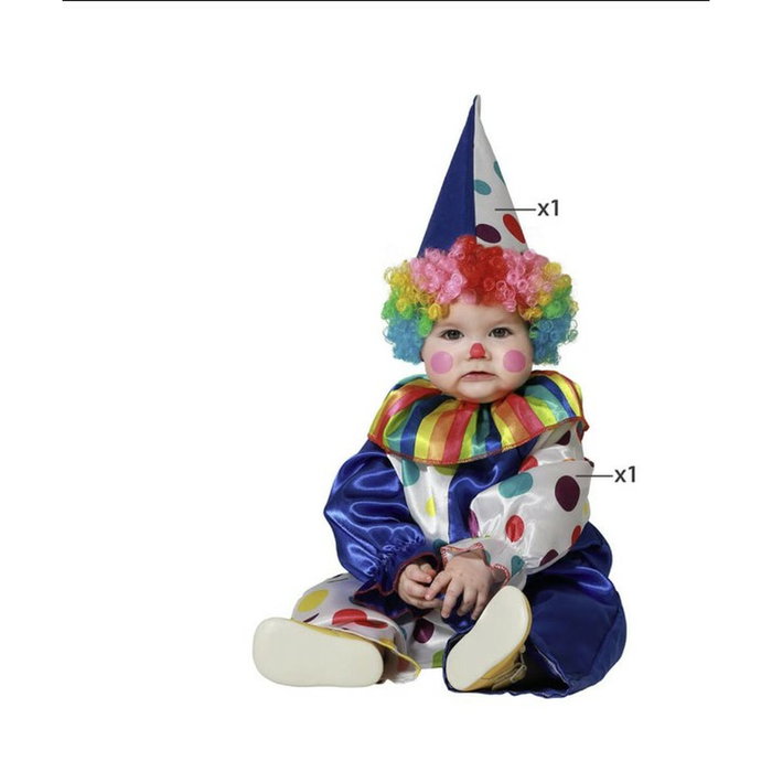 BigBuy Carnival Déguisement Clown Bébé Bleu Arlequin